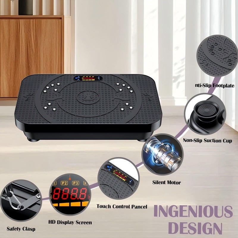PBYRD Vibration Plate Exercise Machine -Full Body Shaker with Auto Mode, Acupressure Massage & Silicone Pedal, for Lymphatic Drainage, Weight Loss & Fat Burning, Home Fitness Equipment for Woman & Men - Image 5