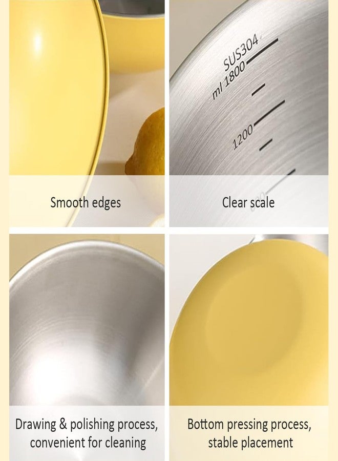 EHERDM Stainless Steel Mixing Bowls and Colander Set Mixing Bowls with Scale Salad Bowl with Colander Fine Mesh Strainer Basket Baking Bowl Set Cooking Scale Bowl for Kitchen Decoration Yellow - Image 5