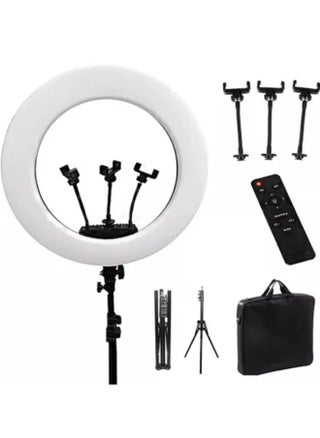 LIGHT 21 inch LED Ring with Tripod Stand, Video Ring for Selfie Photography Vlog Recording Conference Meeting Studio Portrait YouTube TikTok Makeup with Carrying Bag and Remote Control Light With Photography tripod Stand And Remote Control for tiktok snapchat youtube online streaming 21-inch Big Selfie light RL-21 with Remote Black - pzsku/Z4D11AE54729F5433F61FZ/45/_/1667422772/39533441-827b-4fe4-b46e-147e31fa441e