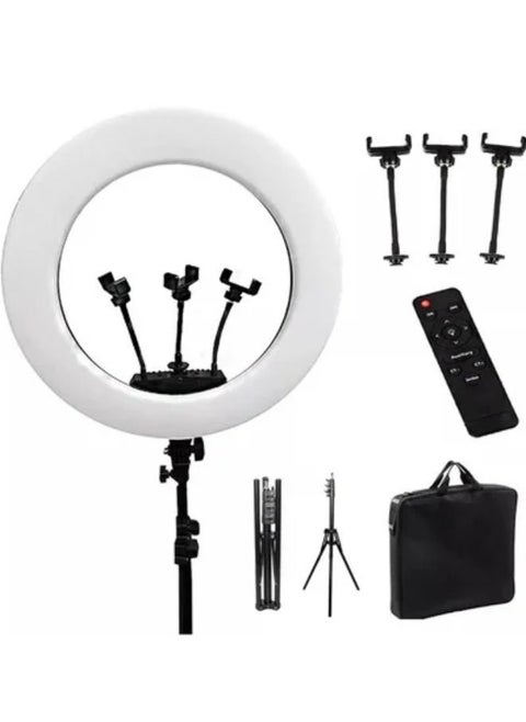 LIGHT 21 inch LED Ring with Tripod Stand, Video Ring for Selfie Photography Vlog Recording Conference Meeting Studio Portrait YouTube TikTok Makeup with Carrying Bag and Remote Control Light With Photography tripod Stand And Remote Control for tiktok snapchat youtube online streaming 21-inch Big Selfie light RL-21 with Remote Black