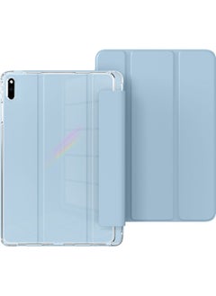 Suitable For Huawei Flat Panel Matepad112023 Protective Cover V6 Airbag Anti-fall 10.4 With Pen Slot Air11.5-Color:[white Ice Blue] Translucent Soft Shell★Air Bag Anti-fall★Built-in Pen Tray-Applicable Models:Honor V6/v7【10.4inch】left Pen Tray