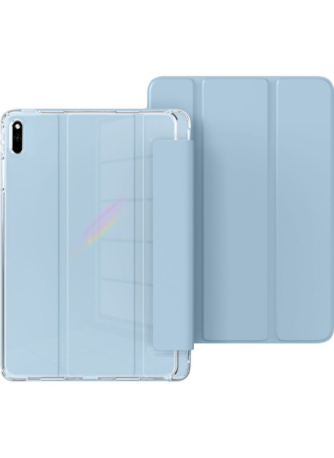 Generic - Suitable For Huawei Flat Panel Matepad112023 Protective Cover V6 Airbag Anti-fall 10.4 With Pen Slot Air11.5-Color:[white Ice Blue] Translucent Soft Shell★Air Bag Anti-fall★Built-in Pen Tray-Applicable Models:Honor V6/v7【10.4inch】left Pen Tray - Image 1