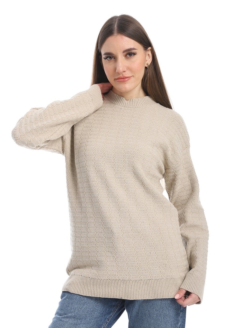 سيزار بلوفر صوف حريمي سادة برقبه دائرية  وتصميمات متعددة - Image 1