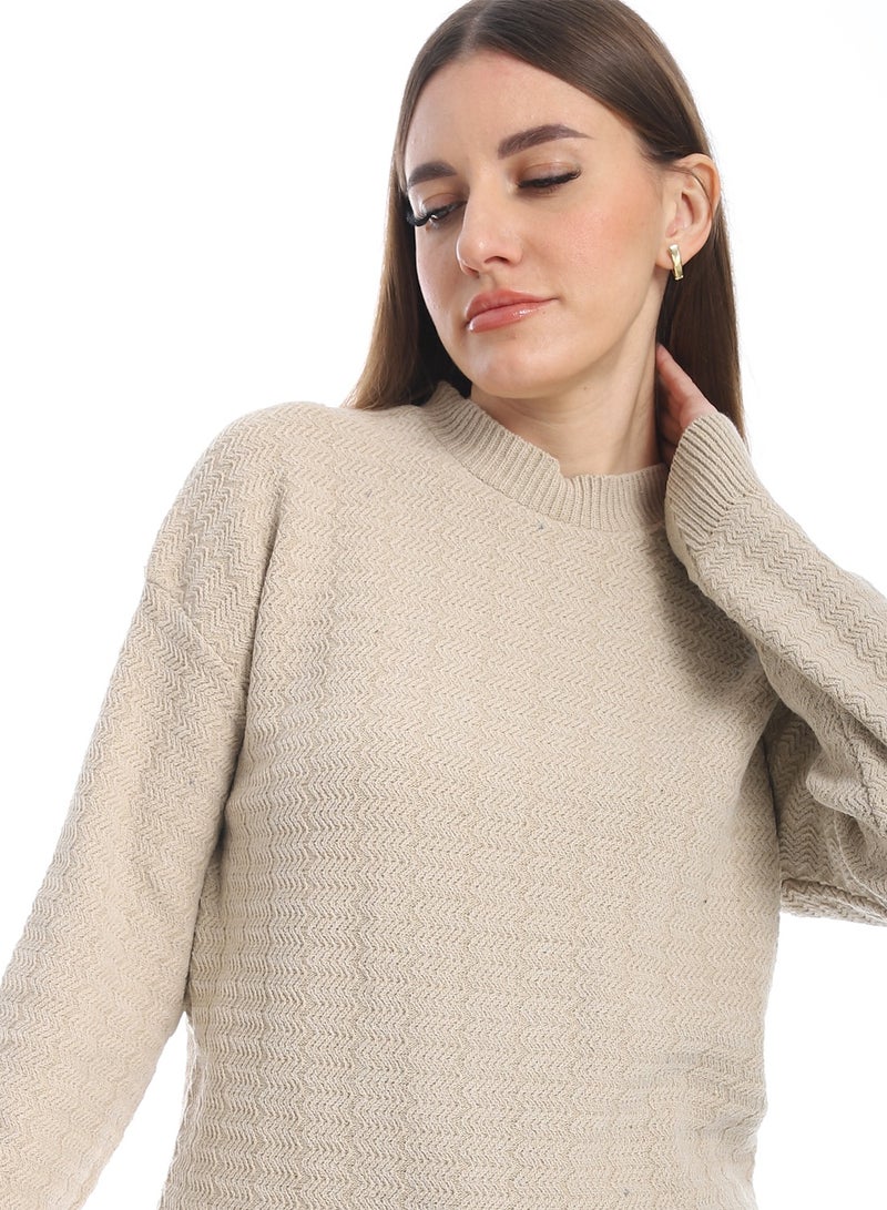 سيزار بلوفر صوف حريمي سادة برقبه دائرية  وتصميمات متعددة - Image 4