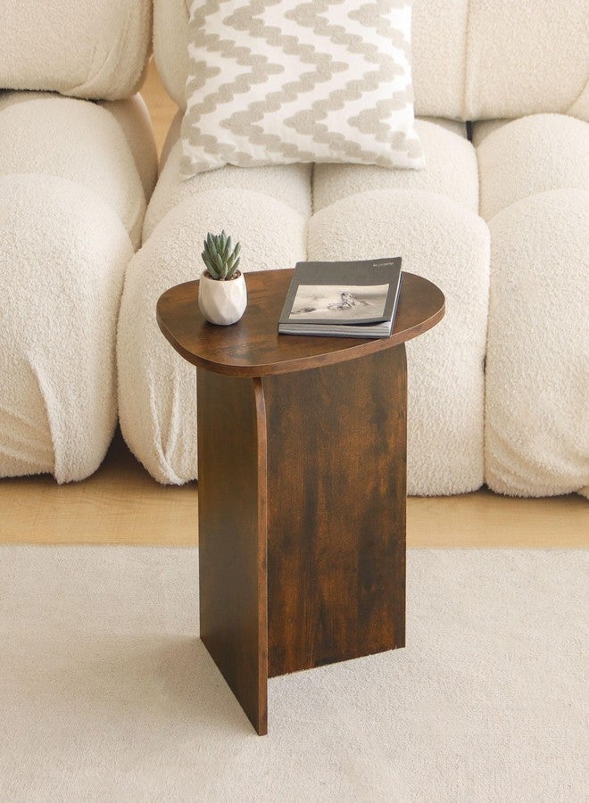 AWASEN Side Table, Small Triangle End Table Living Room, Modern Accent Table with Unique Tabletop, Mini Bedside Table for Small Spaces, Rustic Brown - Image 2