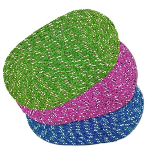 Status Contract Multi-Purpose Braided Place Mat for Indoor Kitchen, Hall, and Room - Durable Mat for Home Decor 30x50 cm Multicolor (Pack of 3) (Random Color) - Image 1