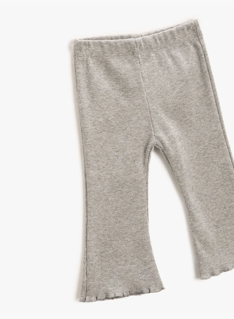 KOTON Ribbed Flare Leggings Elastic Waistband
