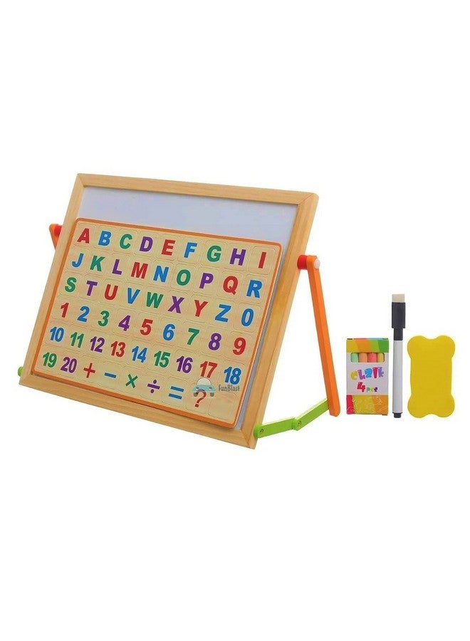 FunBlast Educational Learning Board Multipurpose Double Sided Magnetic Wooden Writing Board with Stand, Small Size:30 X 26 cm - Image 2