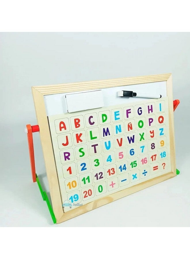 FunBlast Educational Learning Board Multipurpose Double Sided Magnetic Wooden Writing Board with Stand, Small Size:30 X 26 cm - Image 5
