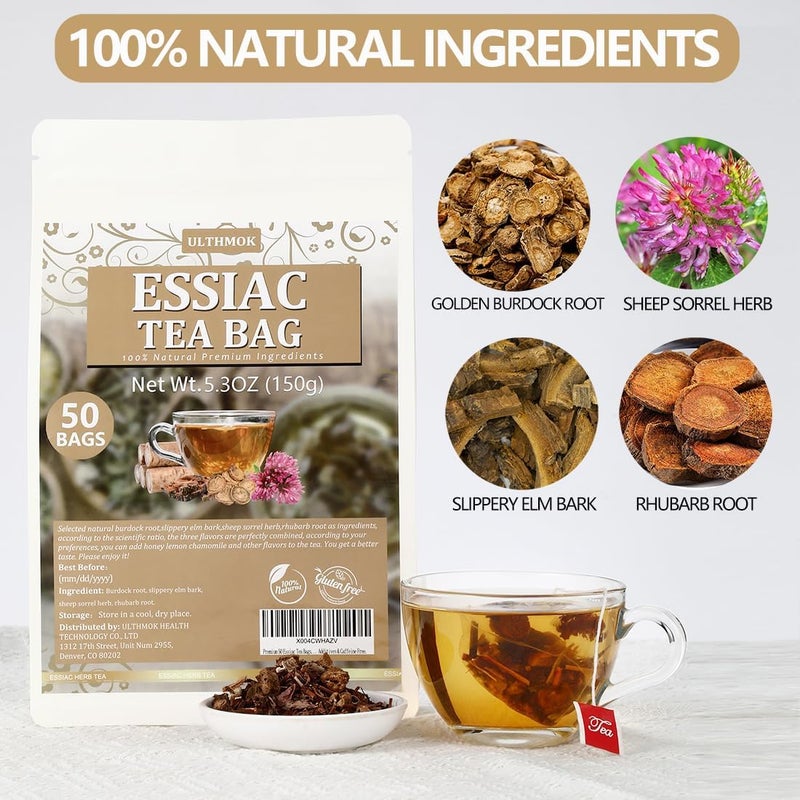 ULTHMOK Premium Essiac Tea Bags - 50 Count, 100% Natural Ingredients, Caffeine Free Wellness Blend - Image 4