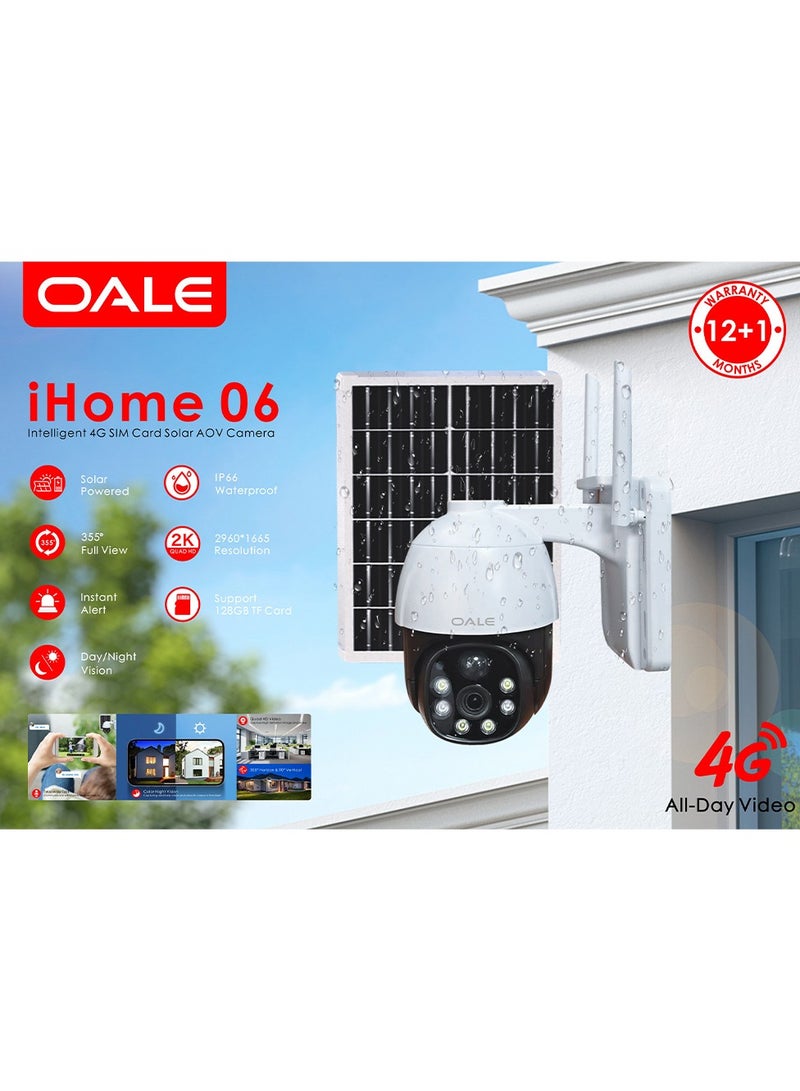 أوالي, كاميرا مراقبة ذكية OALE iHome 06 تعمل بالطاقة الشمسية بتقنية AOV مع شريحة SIM 4G، دقة 2960*1665 2K، زاوية 355 درجة تدعم الرؤية الليلية واكتشاف الحركة والمكالمات الصوتية  - Image 2