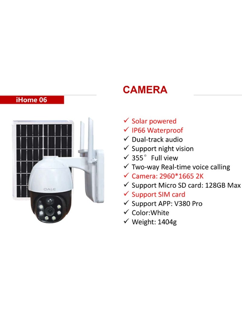 أوالي, كاميرا مراقبة ذكية OALE iHome 06 تعمل بالطاقة الشمسية بتقنية AOV مع شريحة SIM 4G، دقة 2960*1665 2K، زاوية 355 درجة تدعم الرؤية الليلية واكتشاف الحركة والمكالمات الصوتية  - Image 3