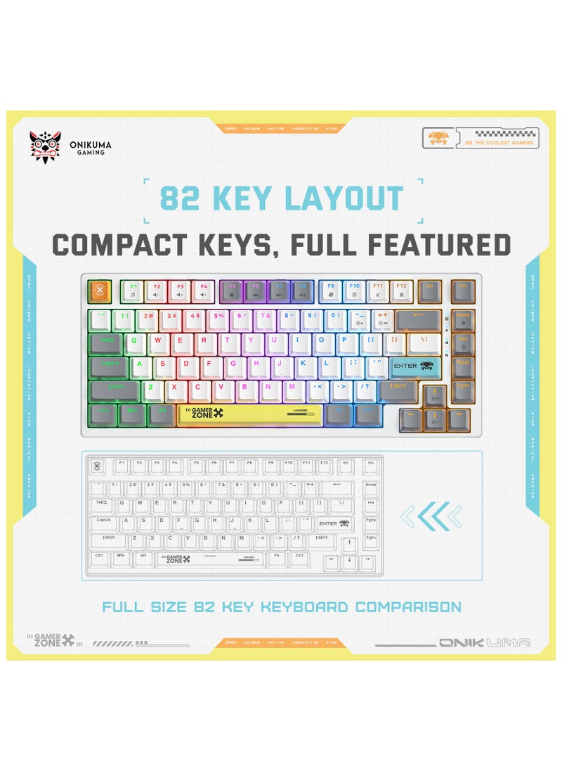 onikuma Upgrade G58 – 75% Mechanical Gaming Keyboard – Compact 82 Keys – Wired Blue Switch – Rainbow LED Backlit – USB for PC/Laptop/Mac – Mixed Color Keycaps  - Image 2