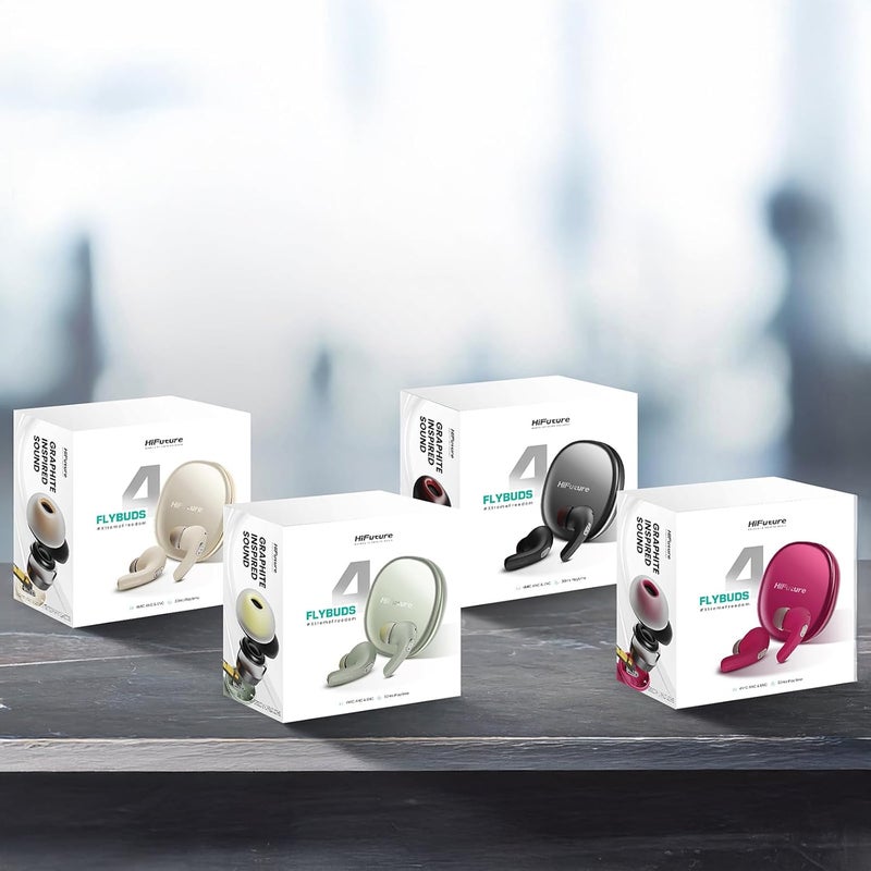 HiFuture FlyBuds4 True Wireless Earbuds with ANC, 4 Mics, 30H Playtime, Bluetooth 5.4, Graphite-Inspired Sound, Waterproof, Secure Fit, Noise Cancelling Earbuds, Black - Image 5
