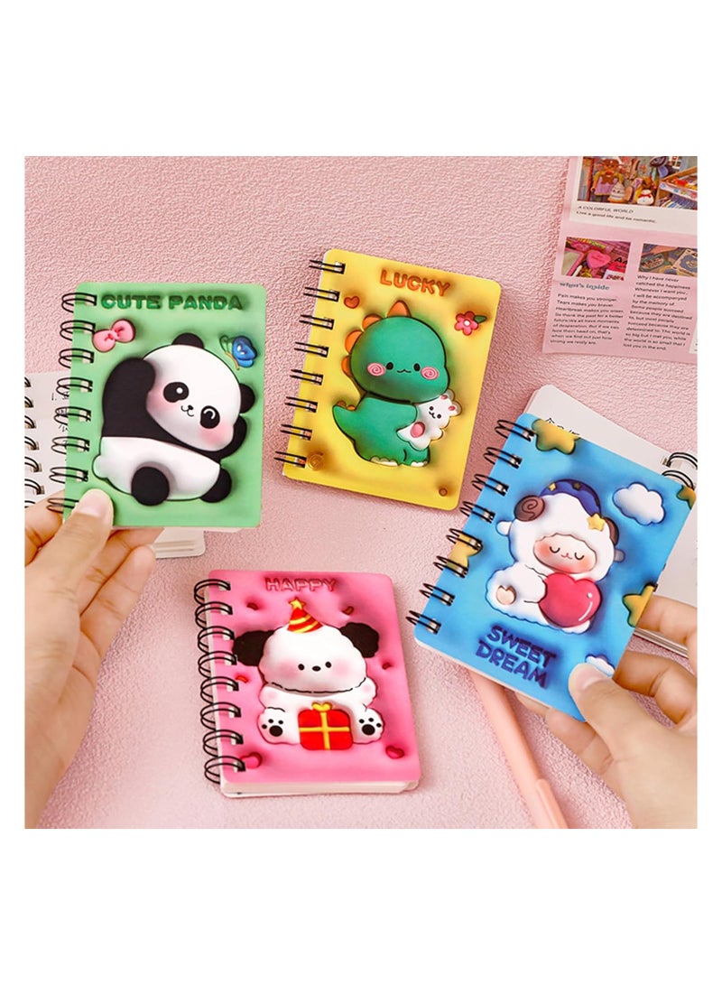Generic Small Spiral Notebooks Pocket Mini Notebooks With Lovely Animals Thick Hard Cover Tear Off Sheet Tiny Notepad Mini Pads for Home Office School Supplies Kids Women Party Favors Birthday A7 4PCS - Image 2