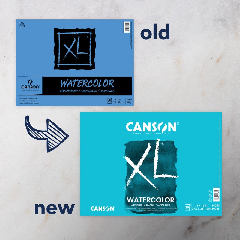 Canson XL Series Watercolor Pad, Heavyweight White Paper, Foldover Binding, 30 Sheets, 11x15 inch - Image 2