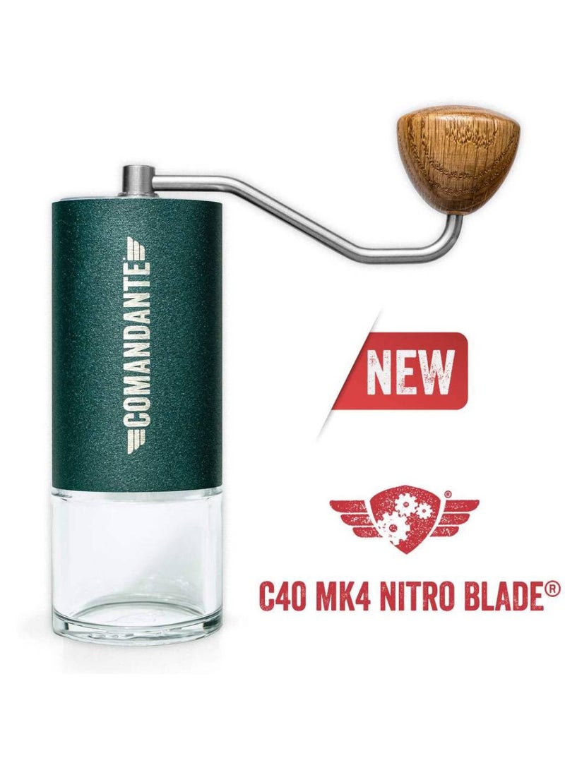 كوماندانتي C40 MK4 | مطحنة قهوة يدوية | مطاحن نيترو | محمولة وصغيرة الحجم | Racing Green  - Image 1