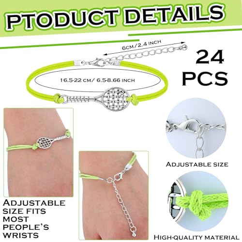 Sureio 48 Pcs Tennis Party Favors Gifts Bulk 24 Charm Bracelets 24 Ball Keychain Key Ring Metal Tennis Balls Easter Party Supplies for Adults Women Sport Lovers Team Accessories - Image 3