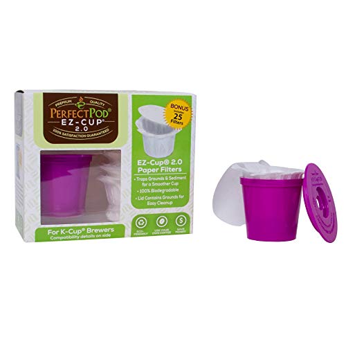 Perfect Pod EZ-Cup 2.0 Starter Pack | 1-Stream Reusable K Cup Coffee Pod Capsule with 25 Disposable Paper Filters (Starter Pack) - Image 1