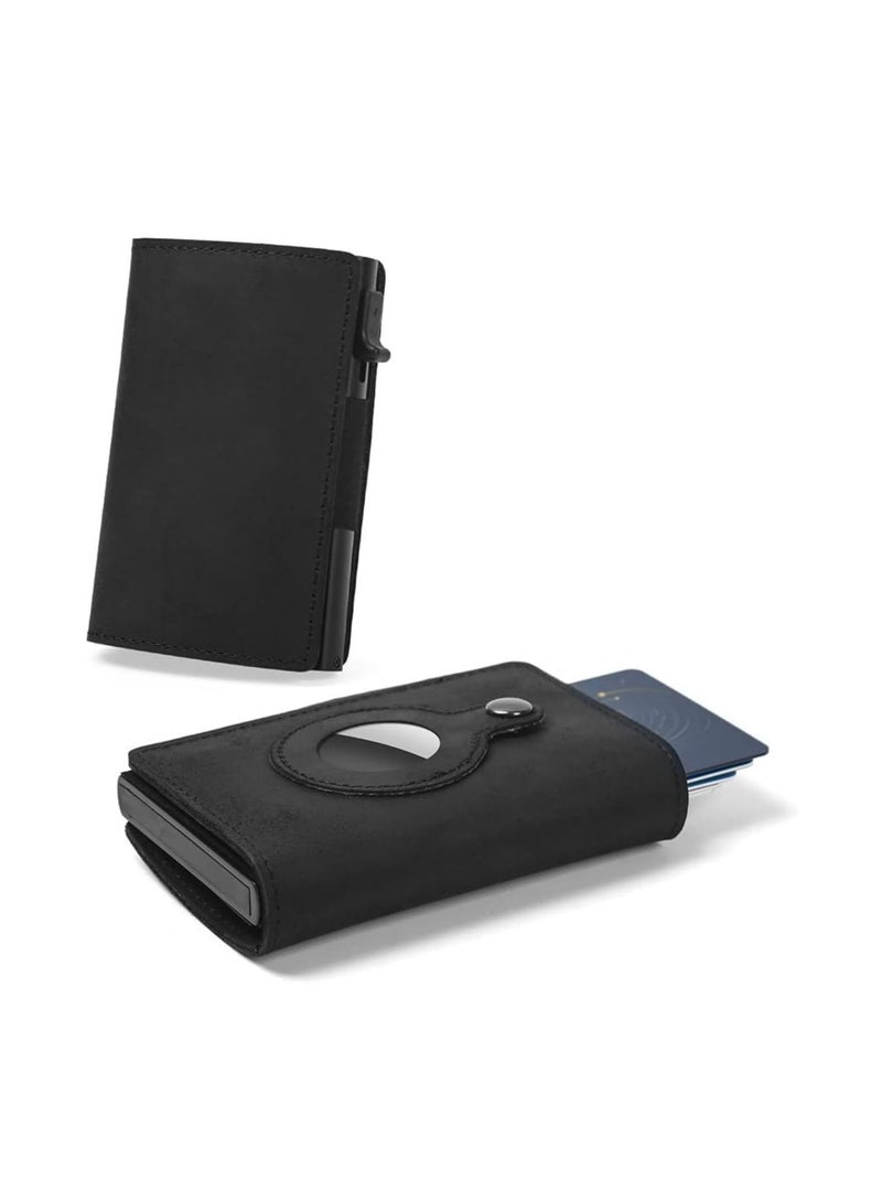 Dubkart Pocket-Sized and Slim Design Multipurpose Accessory for Air Tag Black Leather - Image 1