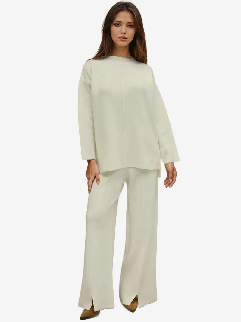 HICCUP Long Sweater & High Waist Wide Leg Knit Co-Ord Set