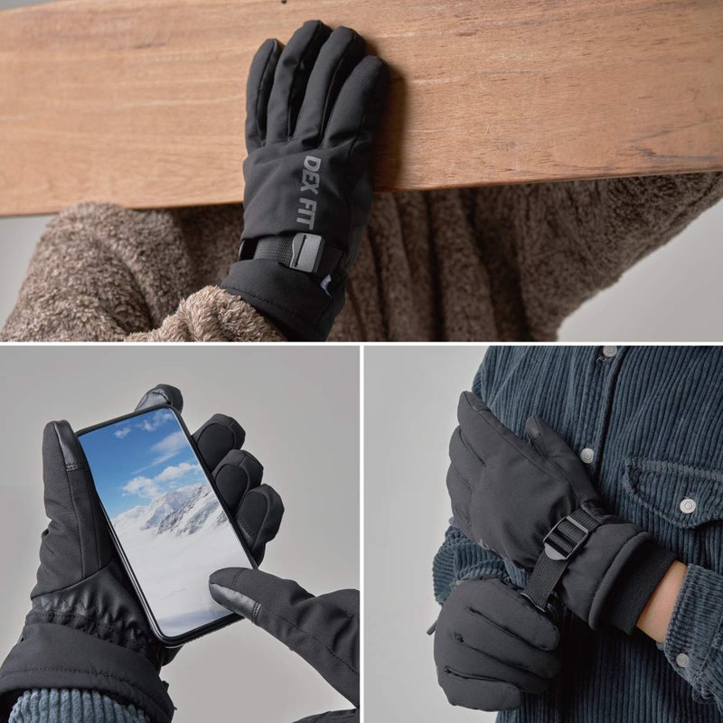 DEX FIT Coldproof Warm Winter Gloves WG201, Waterproof, Double Thermal Protection for Cold Weather & Outdoor Work, PU Leather Firm Grip, Touchscreen Compatible, Washable; Grey 9 (L) 1 Pair - Image 4