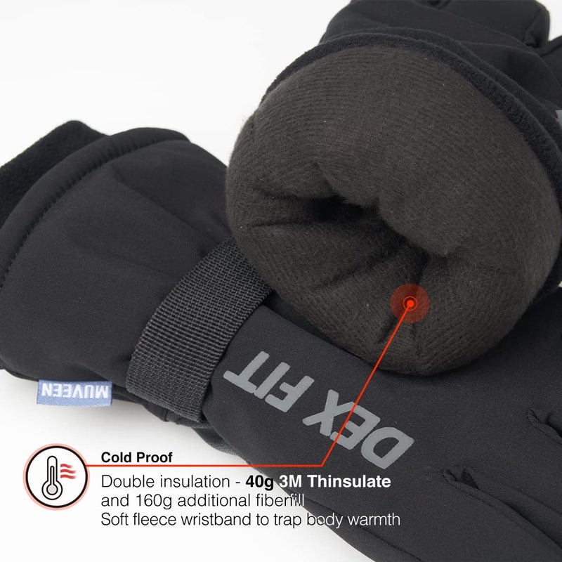 DEX FIT Coldproof Warm Winter Gloves WG201, Waterproof, Double Thermal Protection for Cold Weather & Outdoor Work, PU Leather Firm Grip, Touchscreen Compatible, Washable; Grey 9 (L) 1 Pair - Image 5