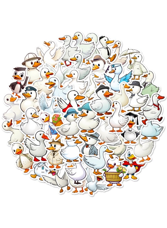 NIBEMINENT 50 Pcs Cartoon Big White Goose Deco Kit Waterproof Stickers, High Definition Printing Bright Colors, Suitable for Laptop Skateboard Luggage Water Bottle Guitar DIY - Image 1