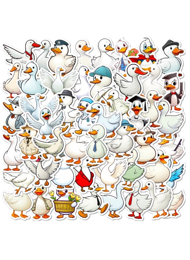 NIBEMINENT 50 Pcs Cartoon Big White Goose Deco Kit Waterproof Stickers, High Definition Printing Bright Colors, Suitable for Laptop Skateboard Luggage Water Bottle Guitar DIY - Image 2