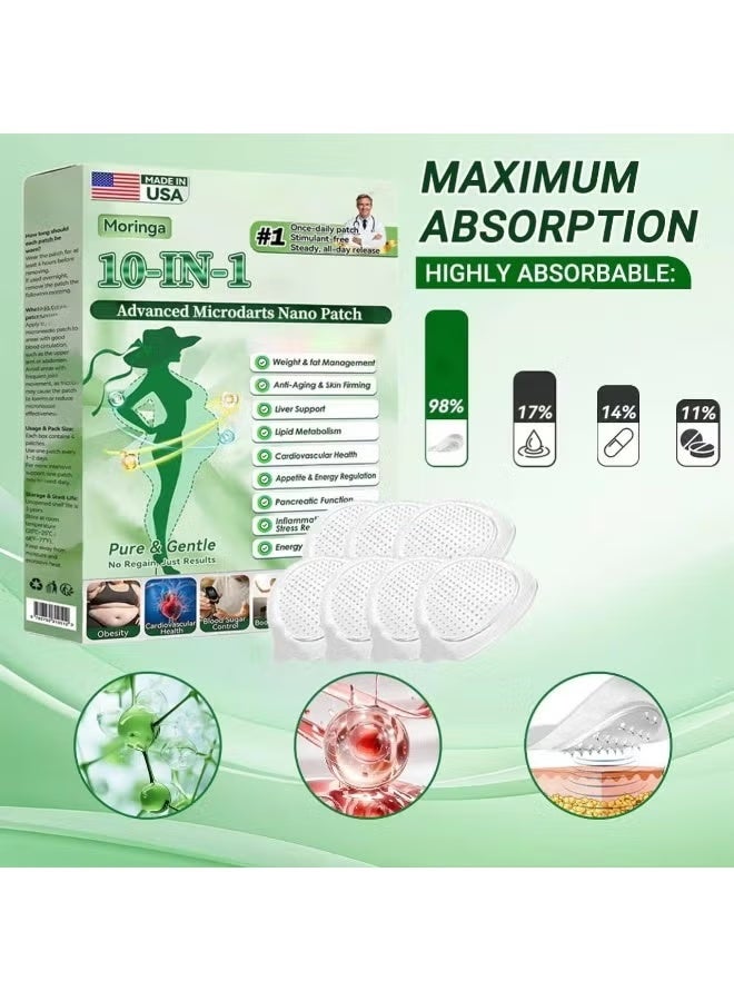 Moringa 10-In-1 Nano Microdarts Patch, 2026 New Berberine Patches, Natural Body Slim Patchs For Women And Men, Suitable for All Skin Types - Image 2