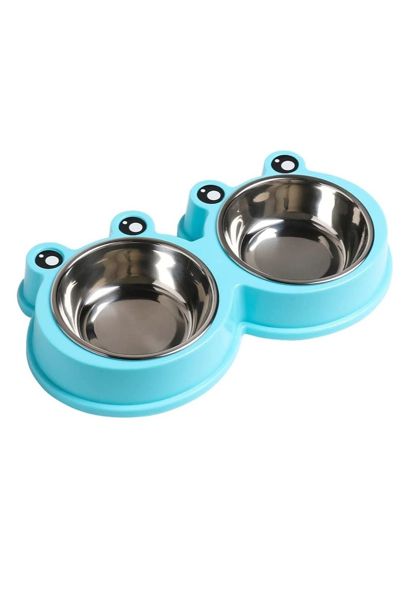 Generic Double Dog Cat Bowls Premium Stainless Steel Pet Bowls with No-Slip Stainless Steel Cute Modeling Pet Food Water for Feeder Dogs Cats Rabbit and Pets  - Image 1