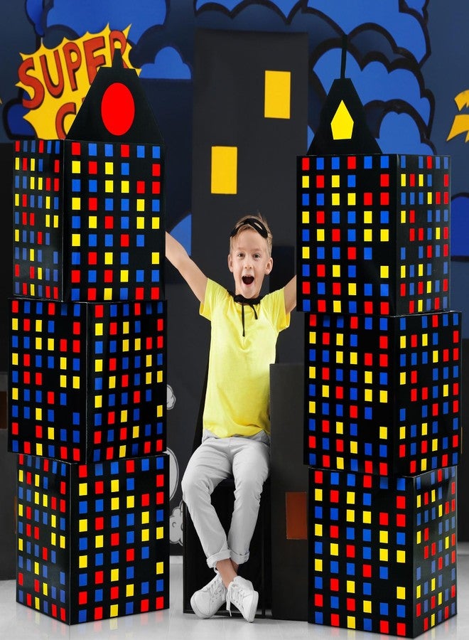 Weekgrat 6 Pcs Large Hero Party Favor Boxes 11 Inch Skyscraper City Gift Hero Theme Candy Treat Boxes City Skyline Buildings Heroes Centerpiece for Boys Girls Birthday Party Decoration (Multicolor) - Image 4