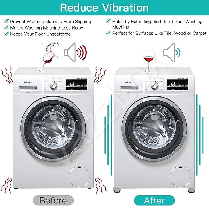 4 Pices Multi-Purpose Anti Vibration Pads for Washing Machine Feet with Tank Tread Grip for Washer and Dryer, Protects Laundry Room Floor for Home Appliances | Shock Absorber Noise Cancelling  - Image 3