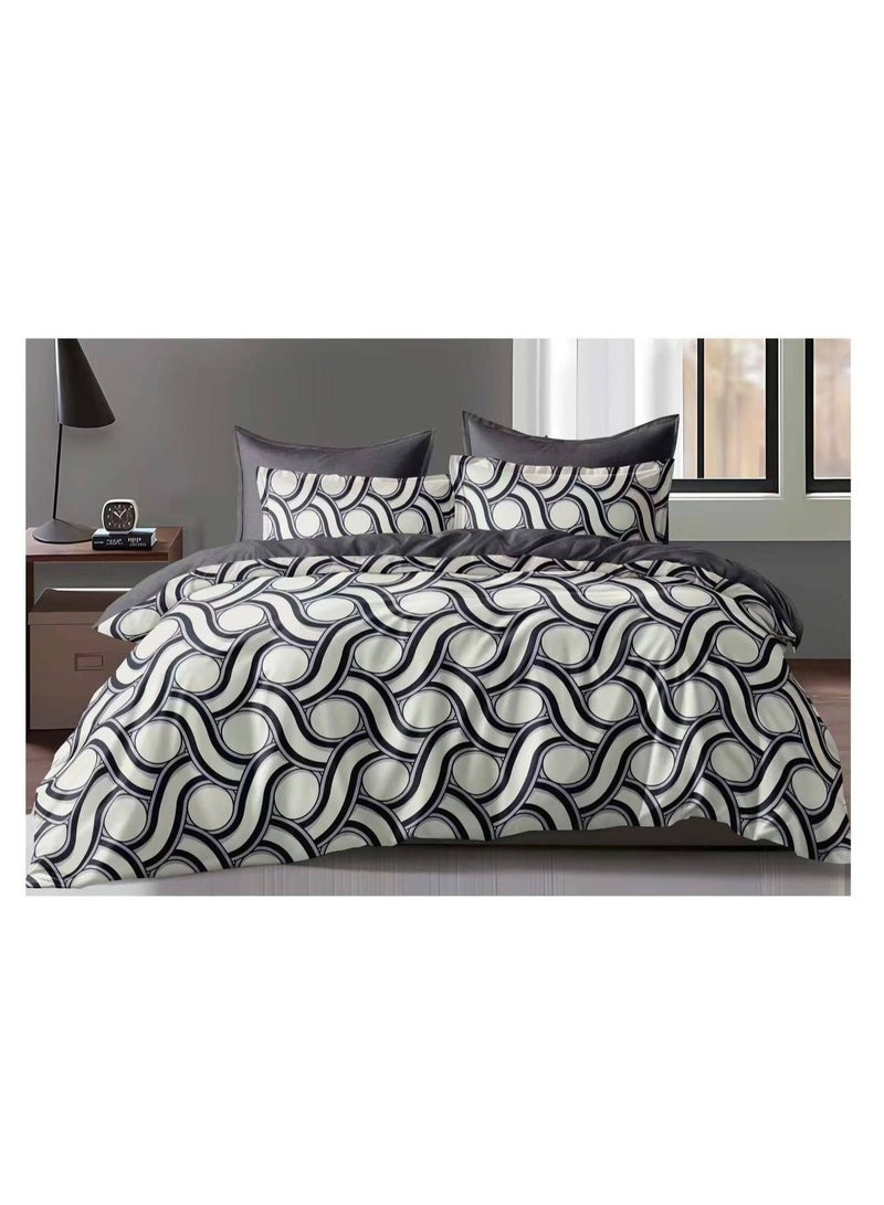 طقم لحاف Embrace King Comforter مكون من 6 قطع من القطن المصقول مقاس كينج، ملاءة سرير واحدة مثبتة 200 * 200 سم، لحاف واحد ثابت 220 * 240 سم، 4 قطع أغطية وسائد فائقة النعومة