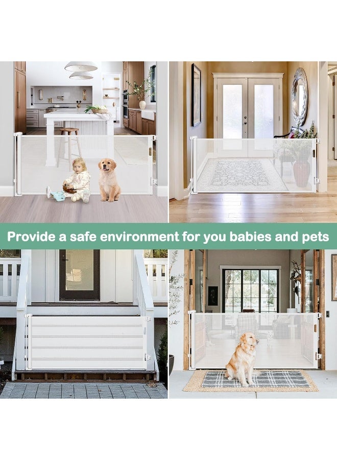 BETERTEK Retractable Dog Gates for Doorways 55 Inch Wide Retractable Baby Gates for Dogs - Image 4