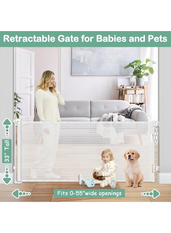 BETERTEK Retractable Dog Gates for Doorways 55 Inch Wide Retractable Baby Gates for Dogs - Image 2