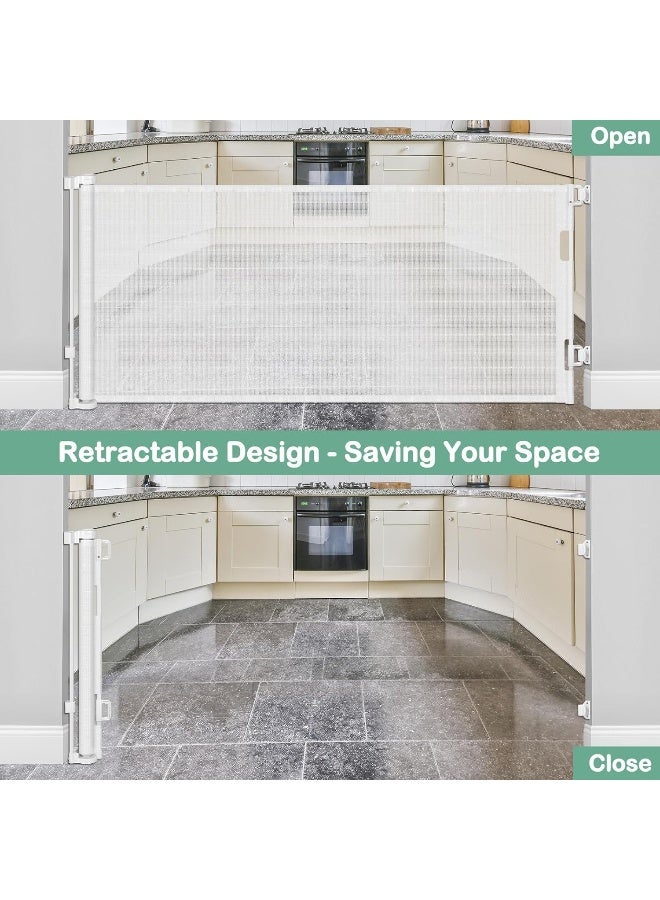 BETERTEK Retractable Dog Gates for Doorways 55 Inch Wide Retractable Baby Gates for Dogs - Image 3