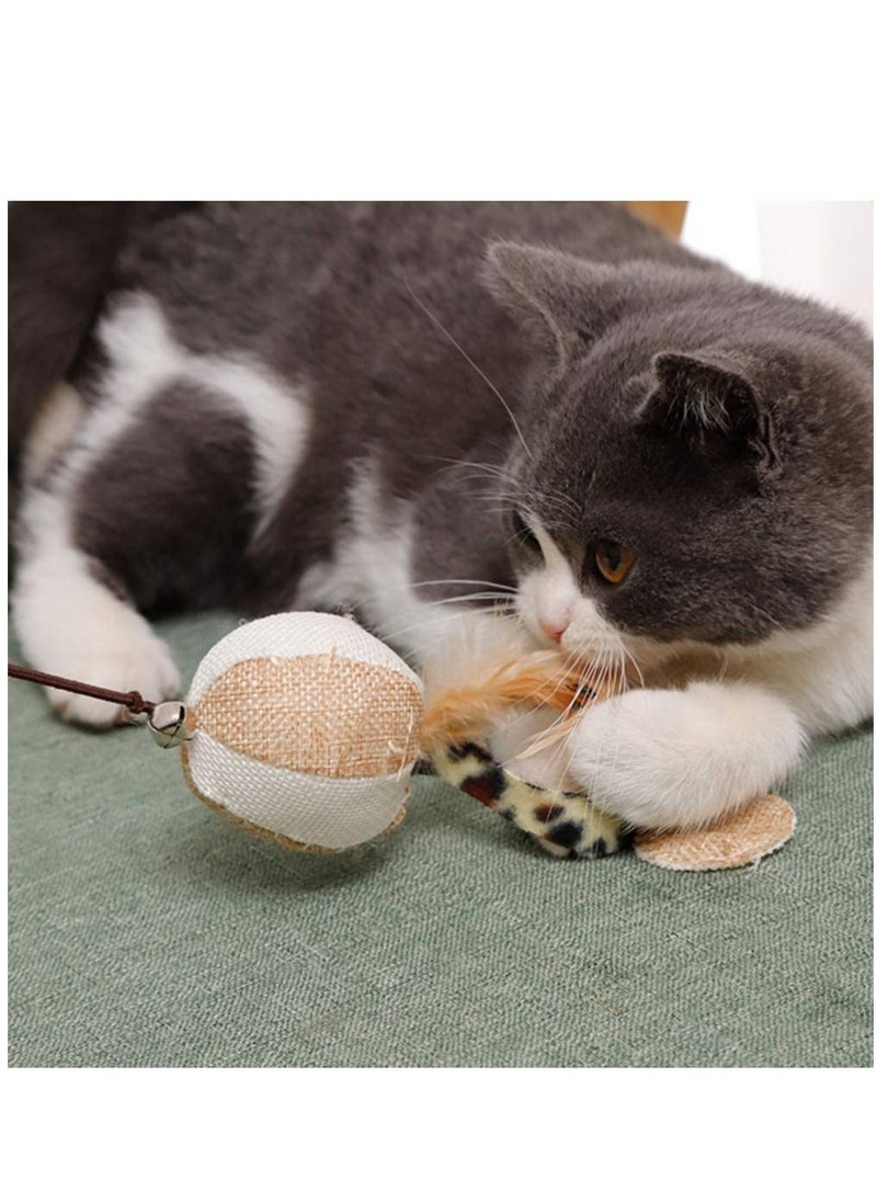 4 Sets of Interactive Cat Teaser Wand Set with Feather - Engaging Toy for Exercise and Playful Fun - Ideal Pet Supplies for Bonding with Your Cat
