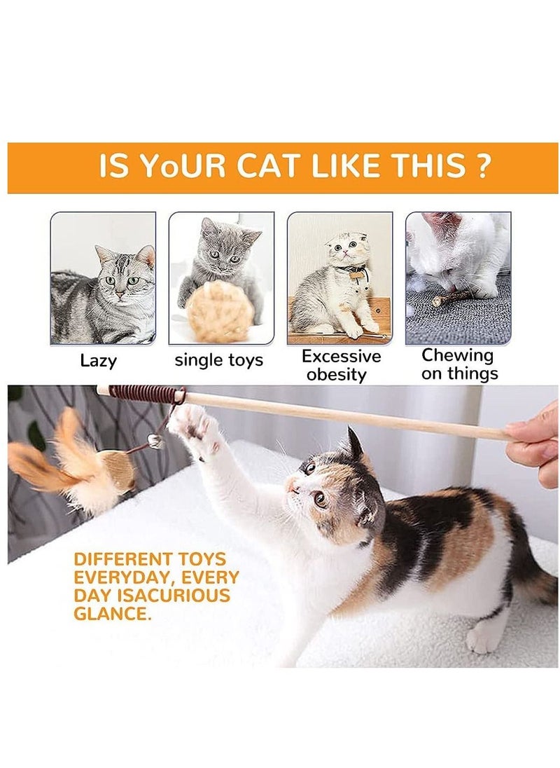 4 Sets of Interactive Cat Teaser Wand Set with Feather - Engaging Toy for Exercise and Playful Fun - Ideal Pet Supplies for Bonding with Your Cat