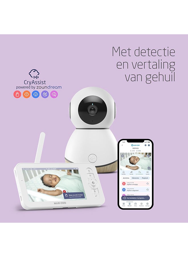 Maxi-Cosi See Baby Monitor Pro with CryAssist AI Cry Translation, PTZ Technology, 2K HD Camera, Wireless, White - Image 2
