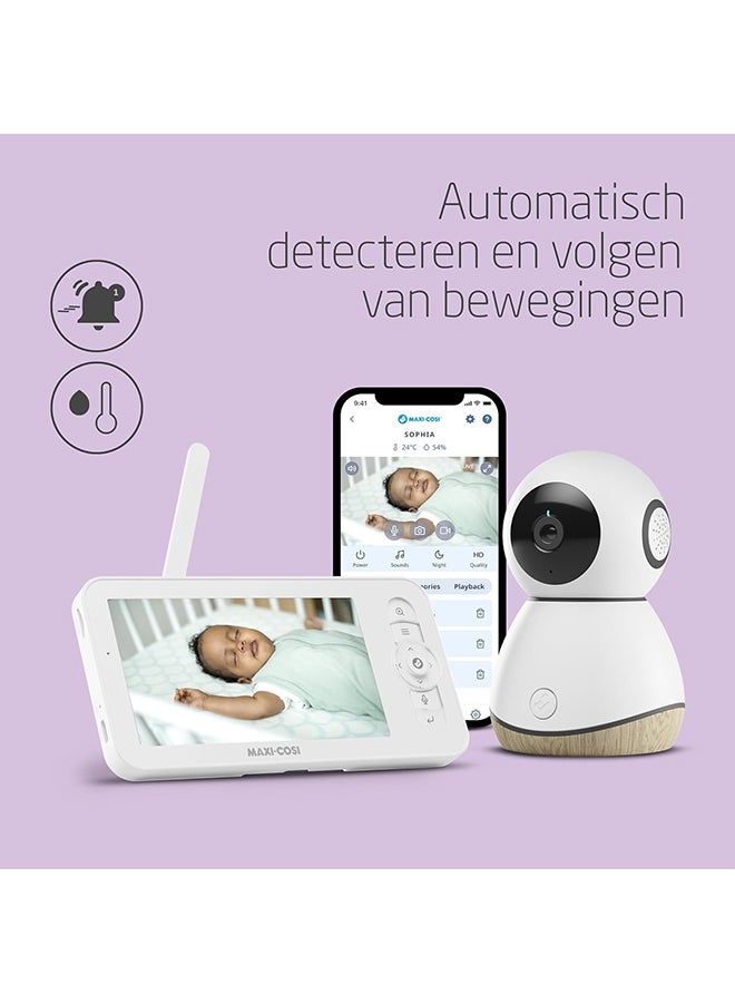 Maxi-Cosi See Baby Monitor Pro with CryAssist AI Cry Translation, PTZ Technology, 2K HD Camera, Wireless, White - Image 3