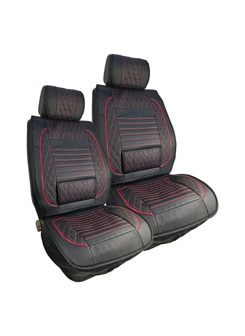 3XR - PU Leather Material Car Seat Cover Hlgh QuaIity Car Seat Cushion2 Pcs Set Grey 3XR - Image 1