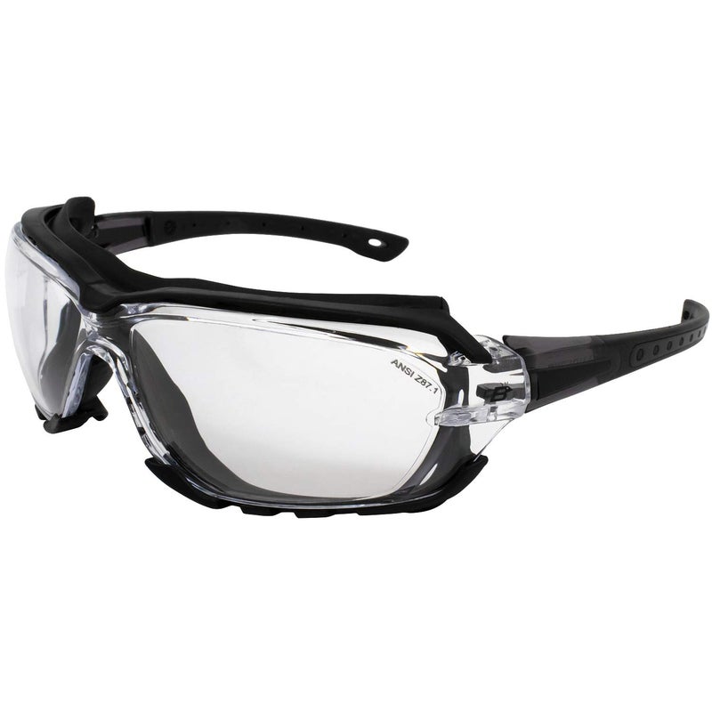 Birdz Eyewear Gasket Safety Padded Motorcycle Sport Sunglasses Black Frame with Clear Lens