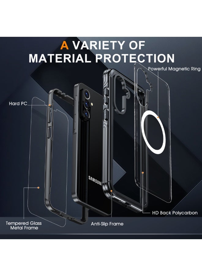 عام غطاء سامسونج جالكسي A36/A56 المغناطيسي القوي - مزود بواقي شاشة زجاجي مدمج، متوافق مع ماج سيف، مقاوم عالي للصدمات والسقوط، غطاء متين وكامل الحماية لهاتفك. - Image 2