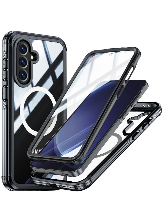 عام غطاء سامسونج جالكسي A36/A56 المغناطيسي القوي - مزود بواقي شاشة زجاجي مدمج، متوافق مع ماج سيف، مقاوم عالي للصدمات والسقوط، غطاء متين وكامل الحماية لهاتفك. - Image 1