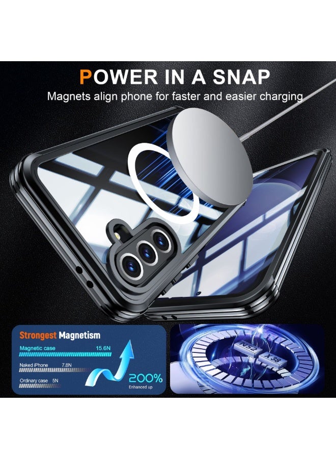 عام غطاء سامسونج جالكسي A36/A56 المغناطيسي القوي - مزود بواقي شاشة زجاجي مدمج، متوافق مع ماج سيف، مقاوم عالي للصدمات والسقوط، غطاء متين وكامل الحماية لهاتفك. - Image 3