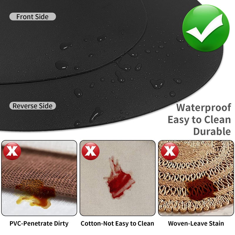 Herda Dining Leather Placemats Set of 4 Wipeable Washable Place Mats for Square Round Table Easy to Clean Table Mats for Kitchen Patio Indoor Outdoor  Black Leather Halloween Place Mat 4 Pack - Image 3
