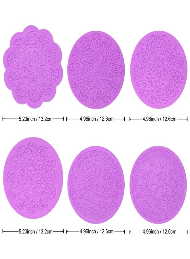 acvcatto Lace Cake Silicone Molds Lace Molds for Cake Decorating Lace Mold Mat for Cupcake Topper Candy Sugar Craft Gum Paste Clay Resin Set Of 6 - Image 2