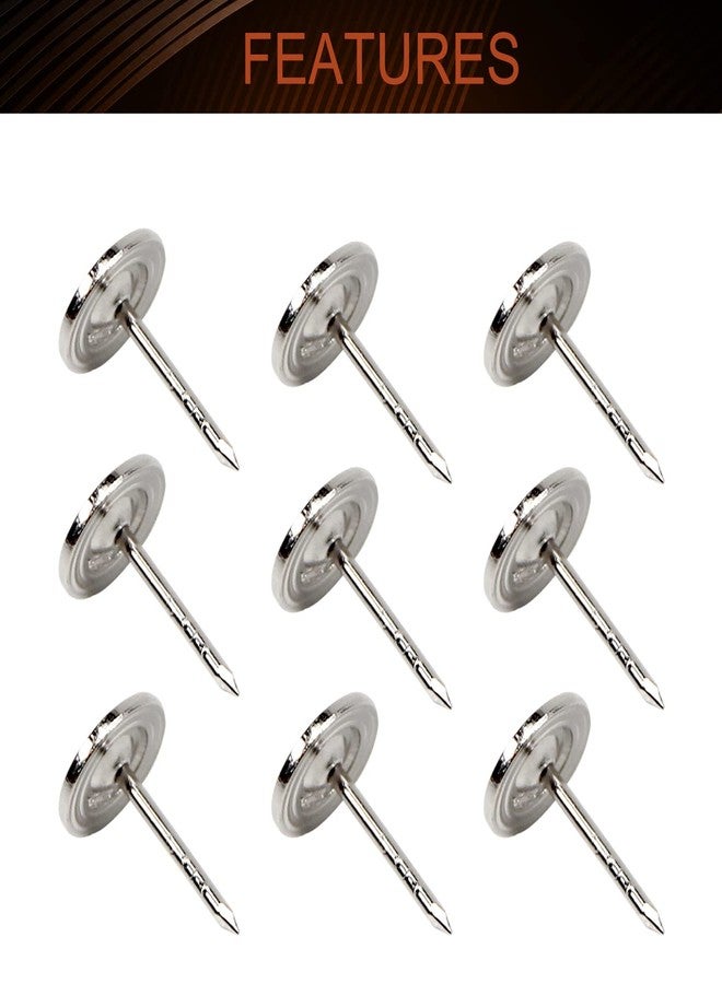 MroMax 17mm Length Metal Flat Head Upholstery Nails Sofa Thumb Nails Silver Tone Used for Secure Paper Items 100Pcs - Image 2