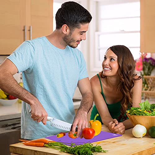 ZVP Flexible Plastic Cutting Boards for Kitchen Set of 3, Chopping Boards with Food Icon, Non-Slip Cutting Mats for Meat, BPA Free, Dishwasher Safe Rainbow - Image 5